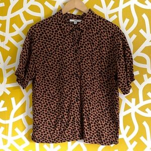 Vans Brown Black Leopard Print Button Down Shirt